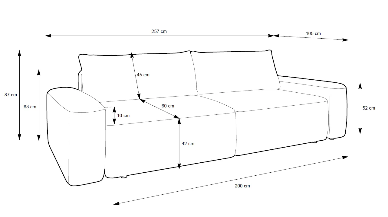 Sofa LOOPI, 257x105x87 cm