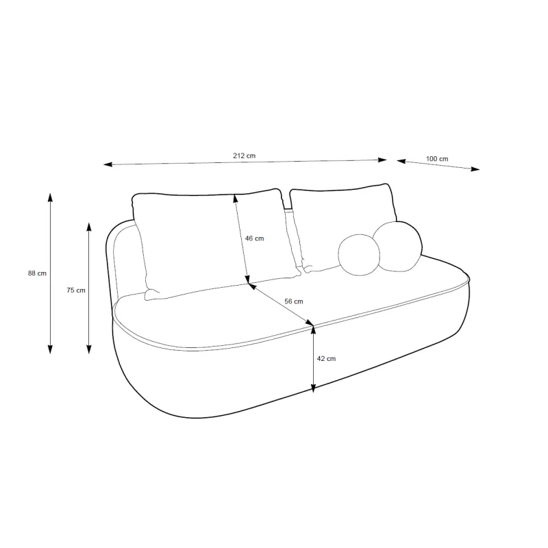 Sofa MOLLY, 212x100x88 cm