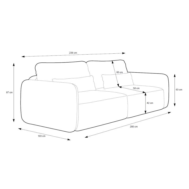 Sofa MOSSU, 238x103x87 cm