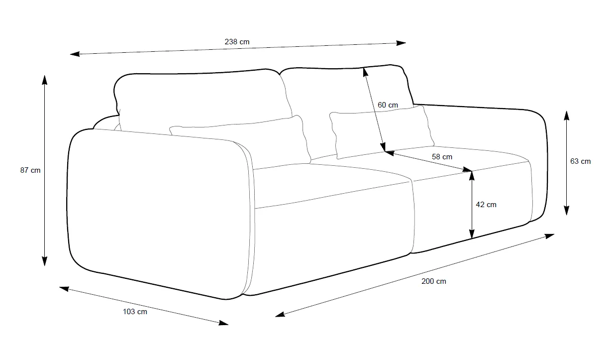 Sofa MOSSU, 238x103x87 cm