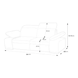 Sofa ODESO, kairinis/dešininis, 214x107x100 cm