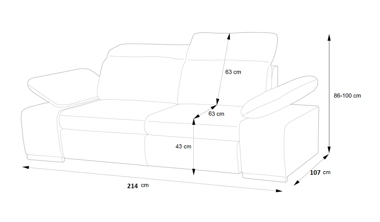 Sofa ODESO, kairinis/dešininis, 214x107x100 cm