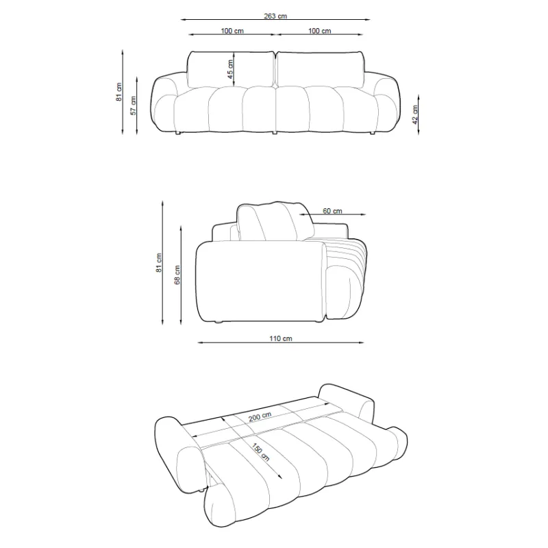 Sofa PASSA, 263x110x81 cm