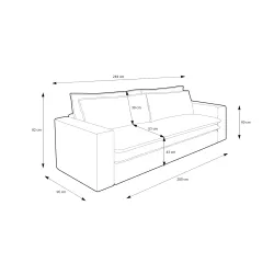 Sofa TILIO, smėlio, 244x95x82 cm