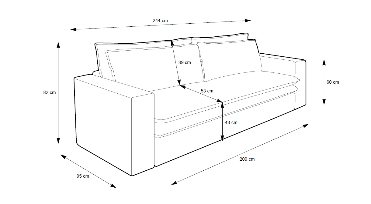 Sofa TILIO, smėlio, 244x95x82 cm