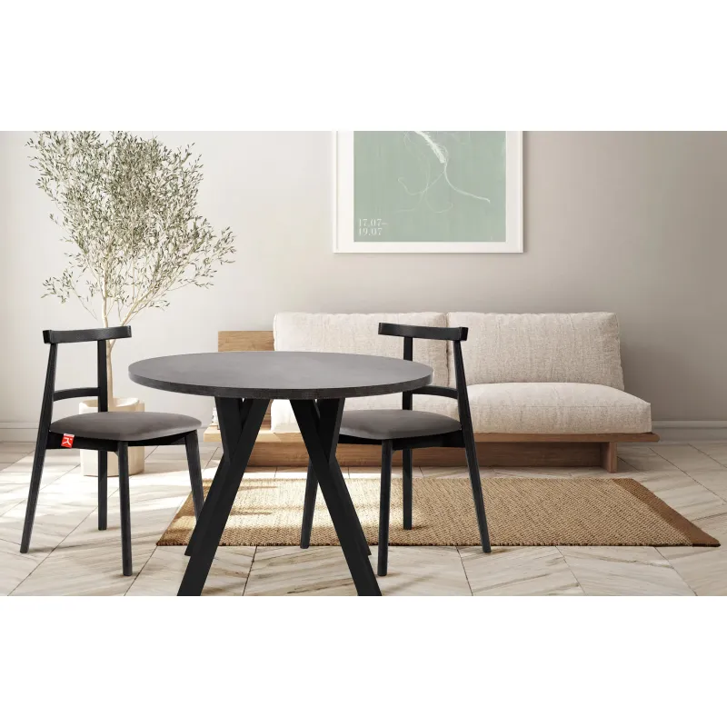 Apvalus pailginamas valgomojo stalas INDAG, betono, 100-140x100x75 cm