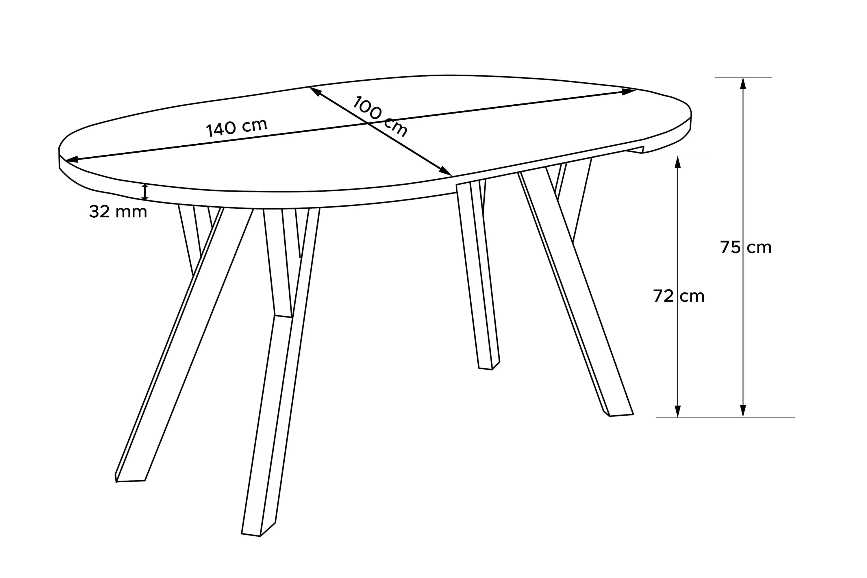 Apvalus pailginamas valgomojo stalas INDAG, betono, 100-140x100x75 cm