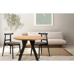 Apvalus pailginamas valgomojo stalas INDAG, ąžuolo, 100-140x100x75 cm