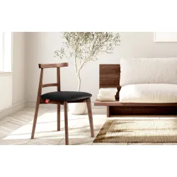 Kėdė LILIE, juoda/šviesaus riešutmedžio, 47x45x76,5 cm