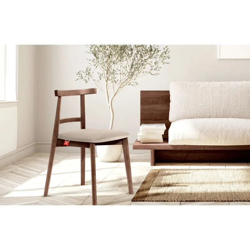 Kėdė LILIE, kreminė/šviesaus riešutmedžio, 47x45x76,5 cm