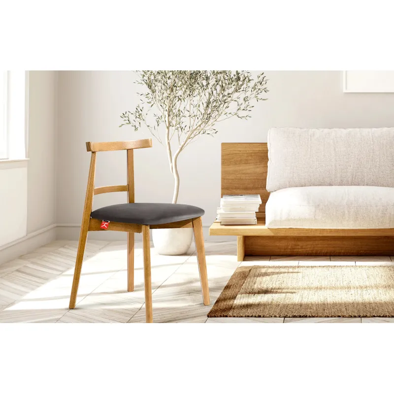 Kėdė LILIE, pilka/šviesaus ąžuolo, 47x45x76,5 cm