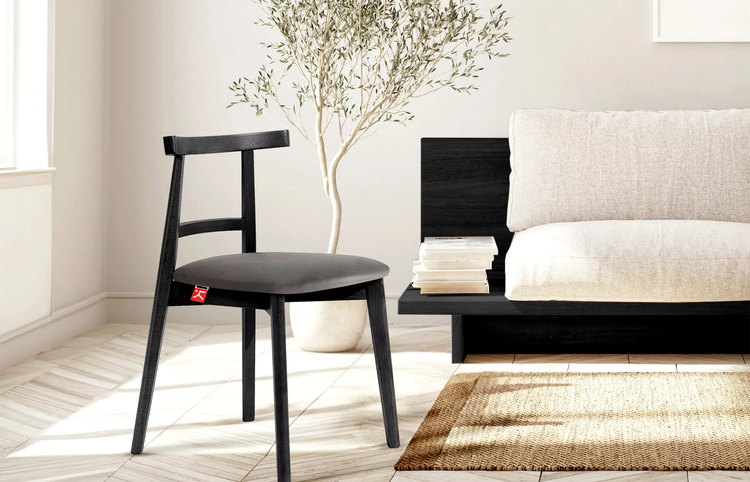 Kėdė LILIE, pilka/juoda, 47x45x76,5 cm