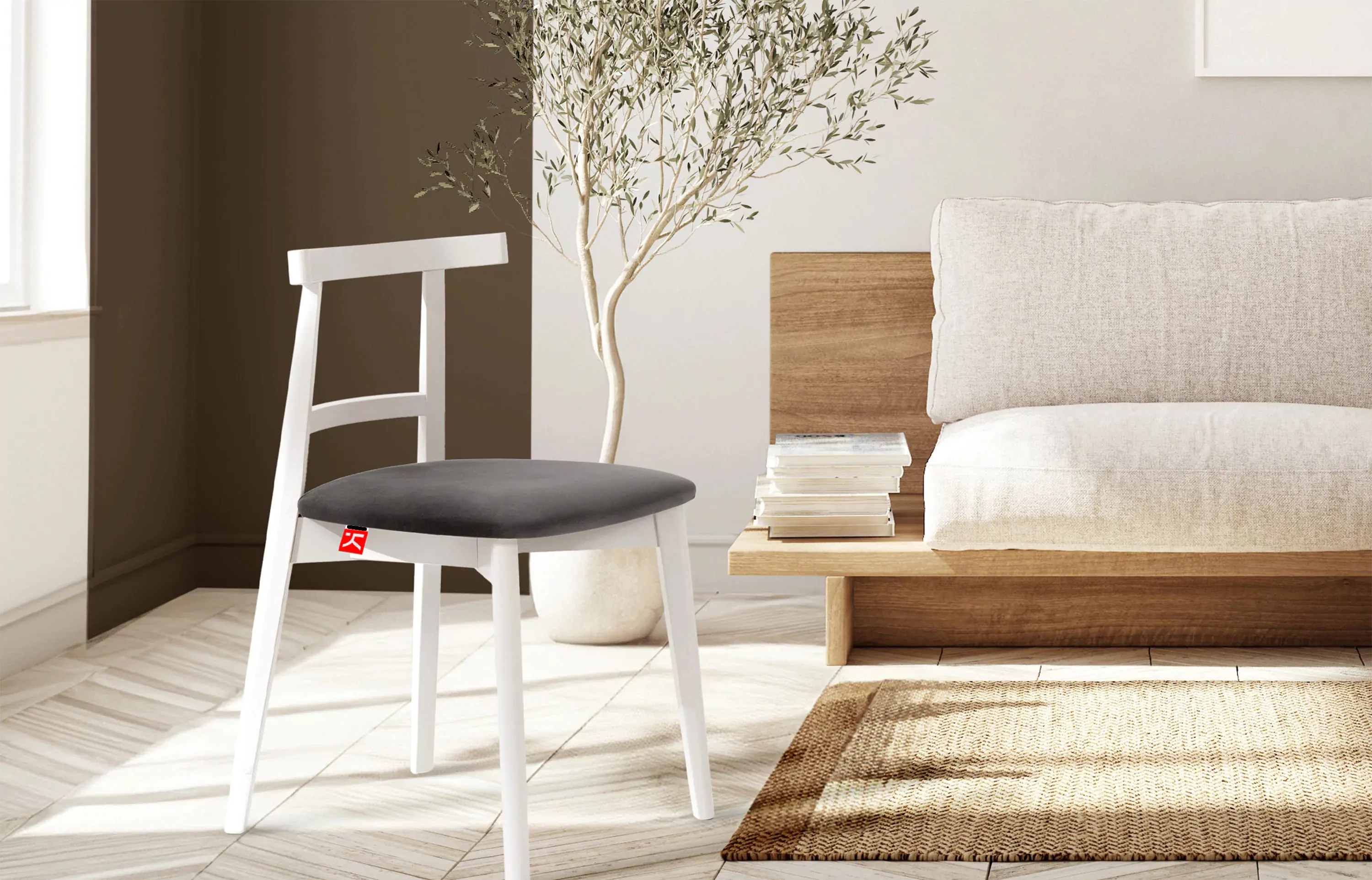 Kėdė LILIE, pilka/balta, 47x45x76,5 cm