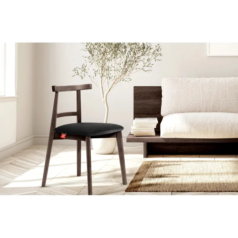 Kėdė LILIE, juoda/tamsaus riešutmedžio, 47x45x76,5 cm