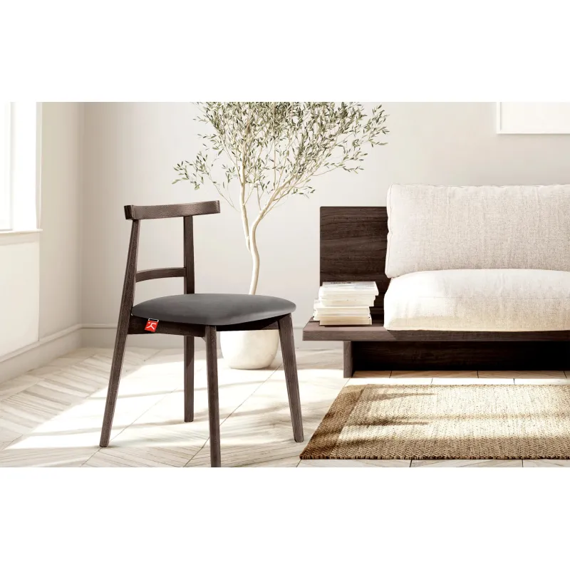 Kėdė LILIE, pilka/tamsaus riešutmedžio, 47x45x76,5 cm