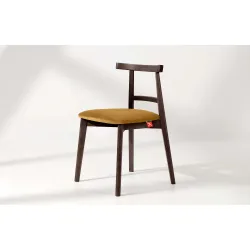 Kėdė LILIE, geltona/tamsaus riešutmedžio, 47x45x76,5 cm