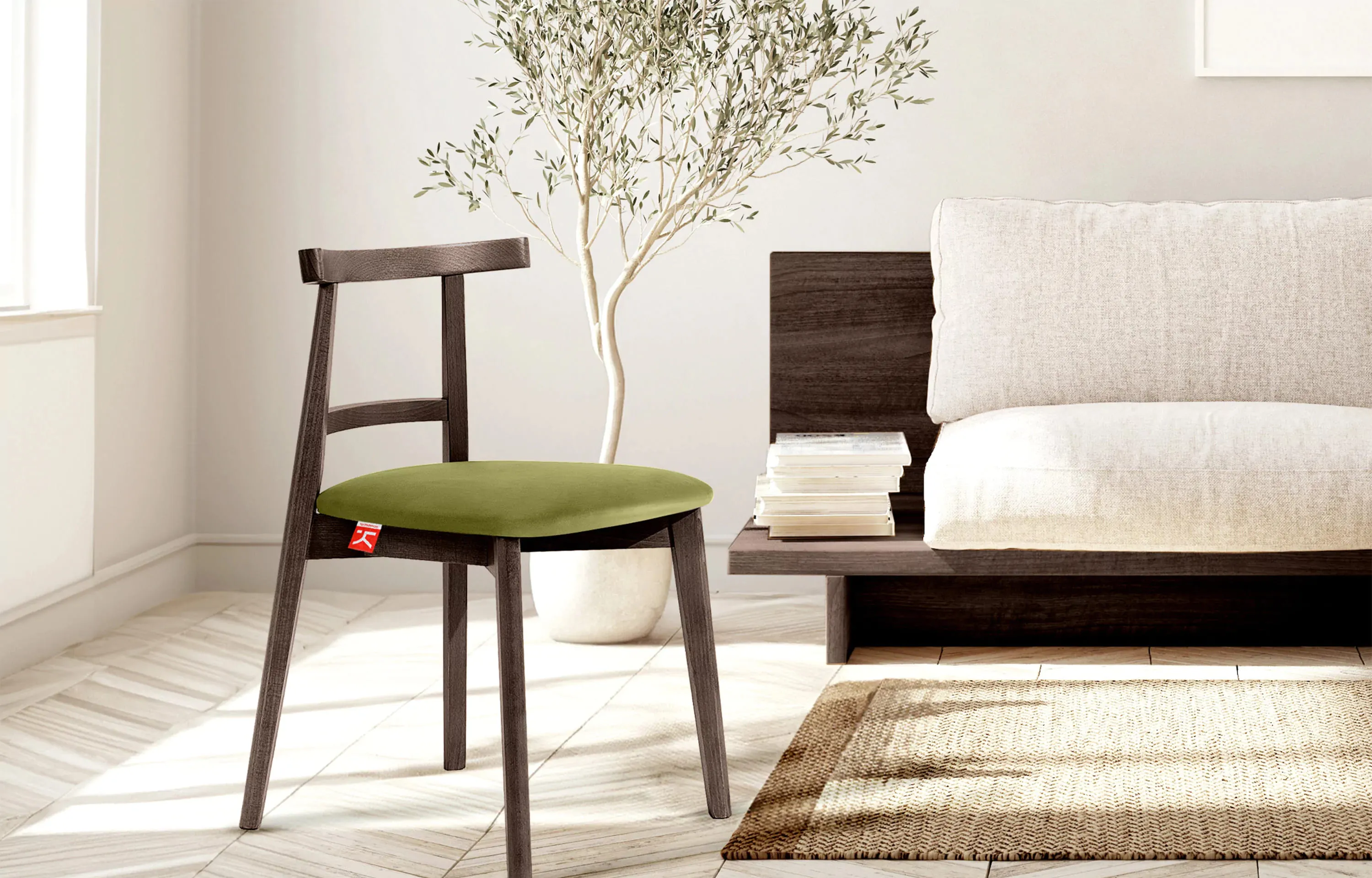 Kėdė LILIE, alyvuogių/tamsaus riešutmedžio, 47x45x76,5 cm