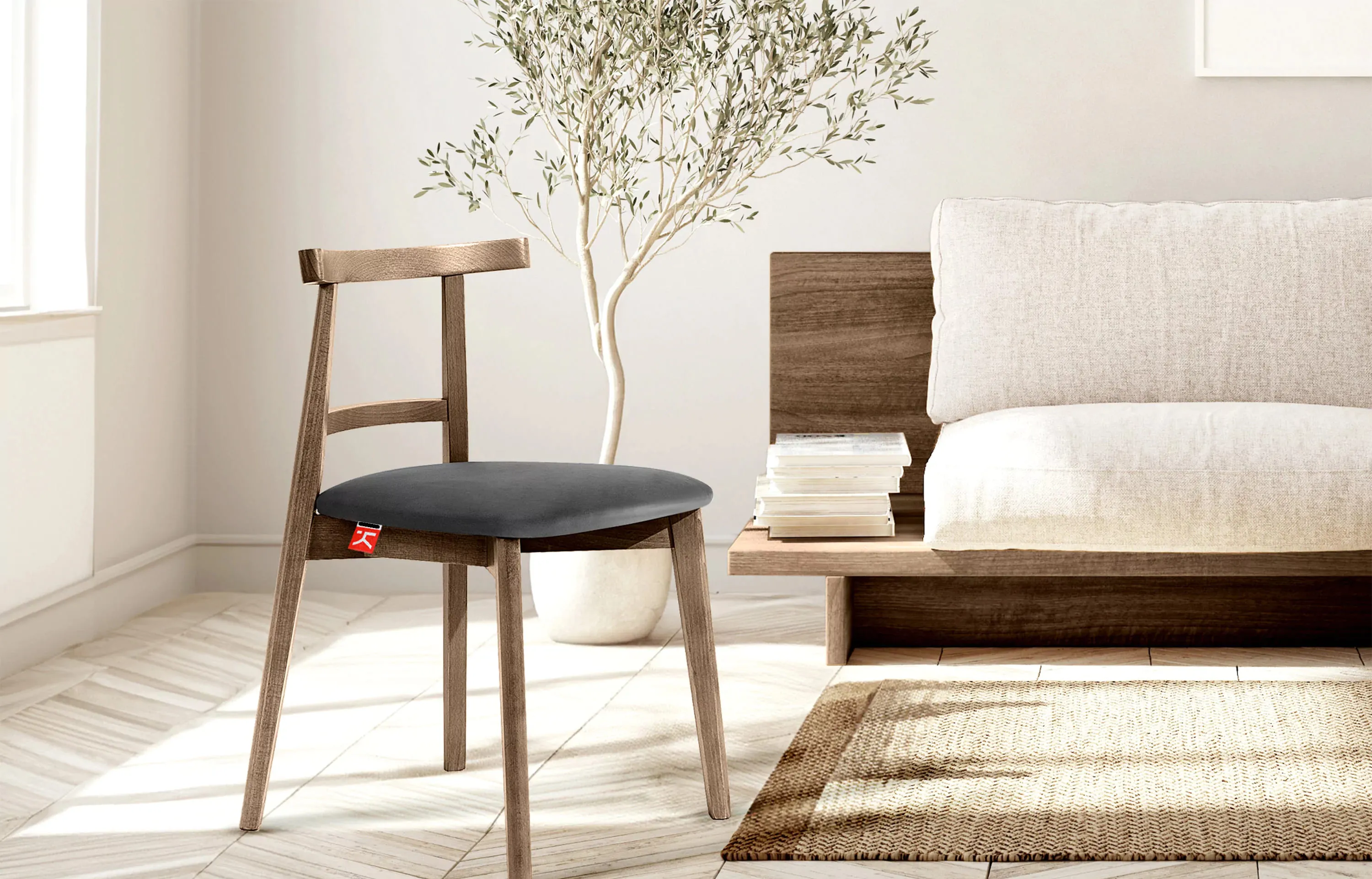 Kėdė LILIE, grafito/tamsaus ąžuolo, 47x45x76,5 cm