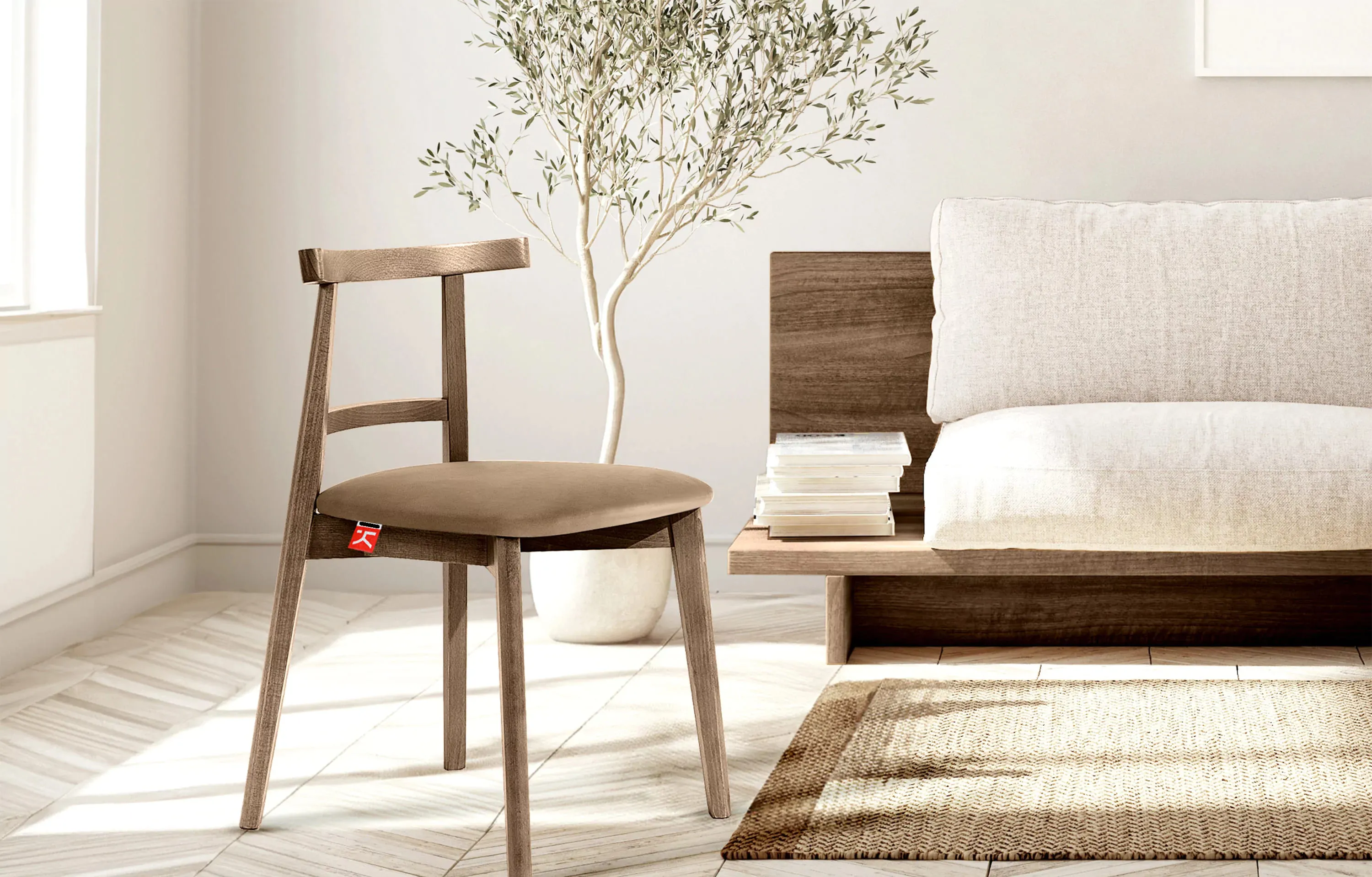 Kėdė LILIE, smėlio/tamsaus ąžuolo, 47x45x76,5 cm