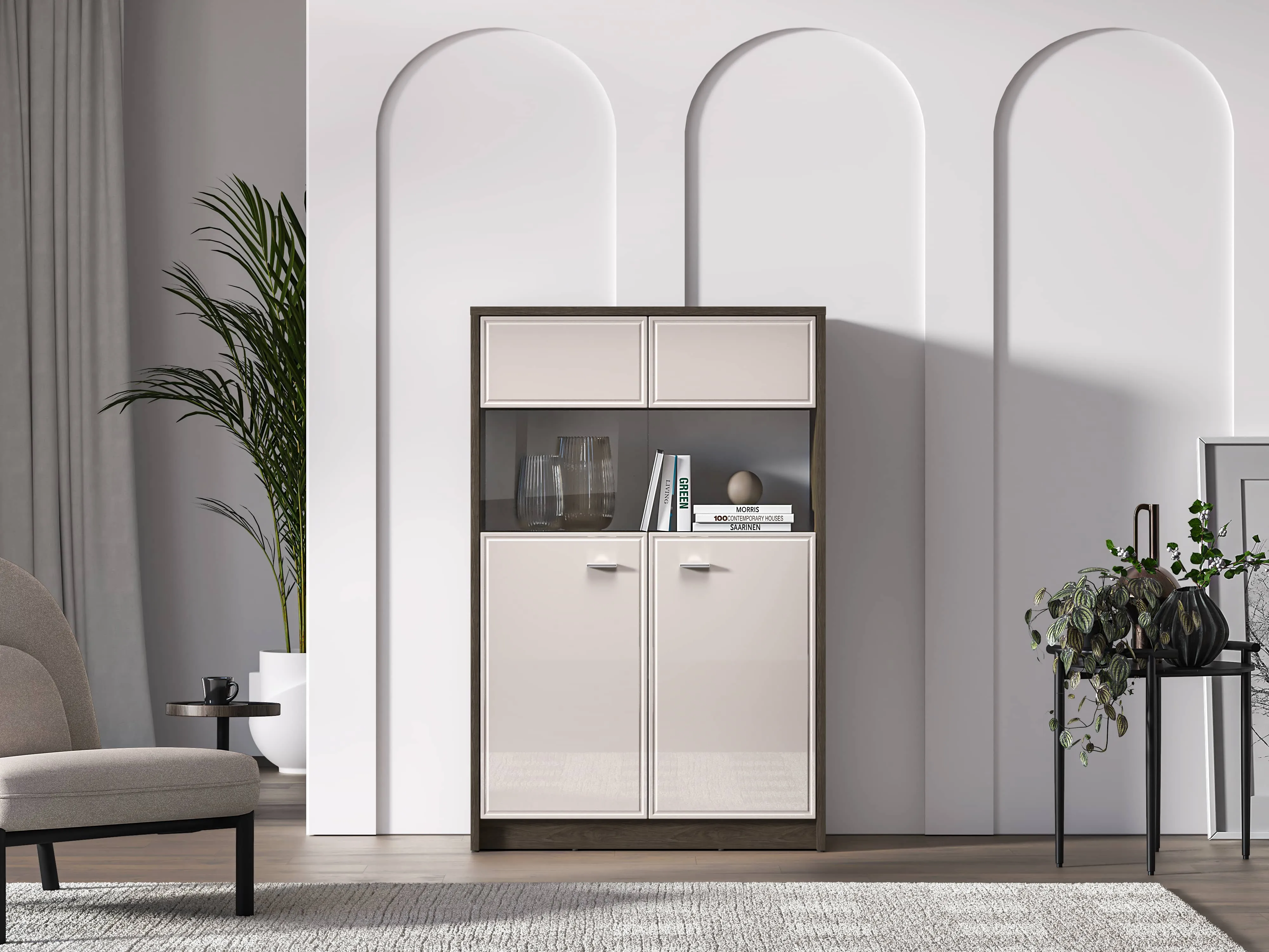 Dvidurė vitrina AVANTI, 92x40x141 cm