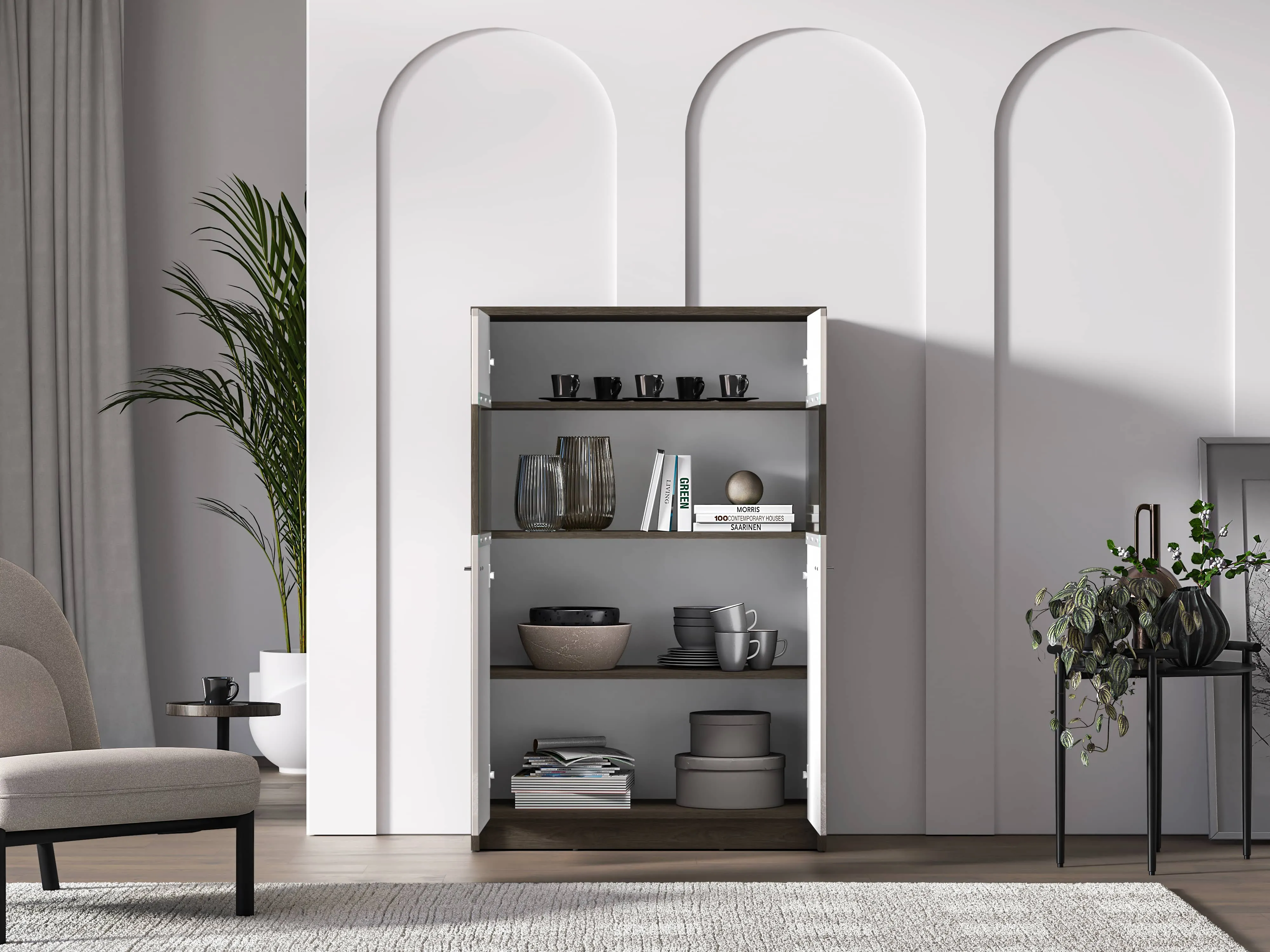 Dvidurė vitrina AVANTI, 92x40x141 cm