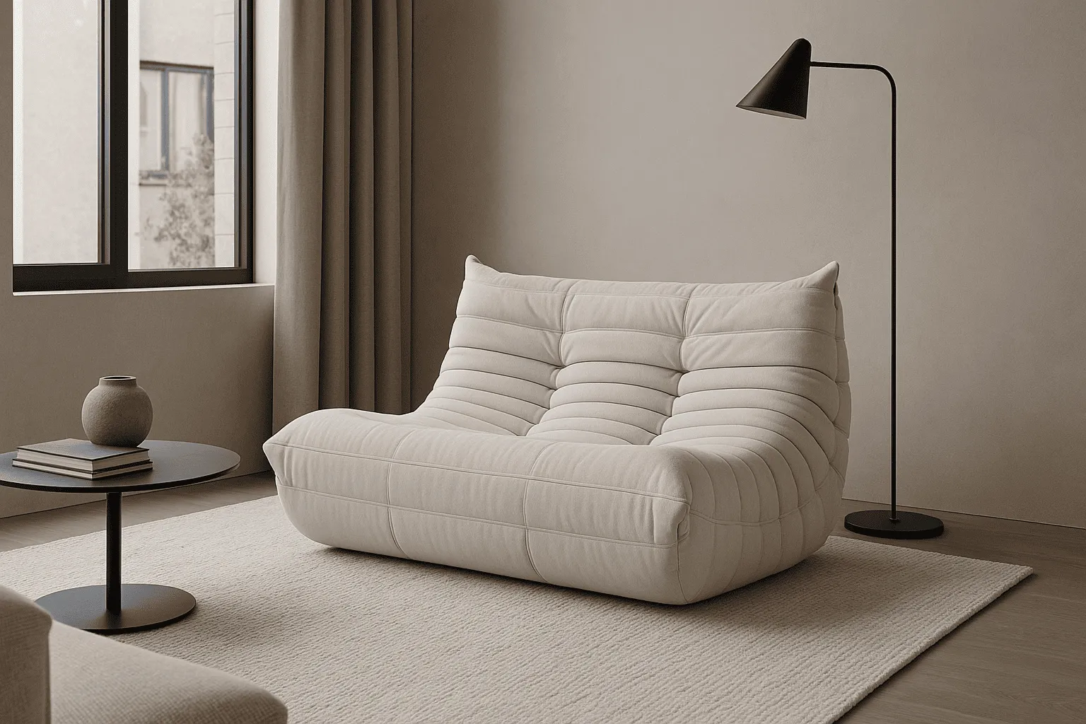 Sofa NUA, smėlio, 130x102x70 cm