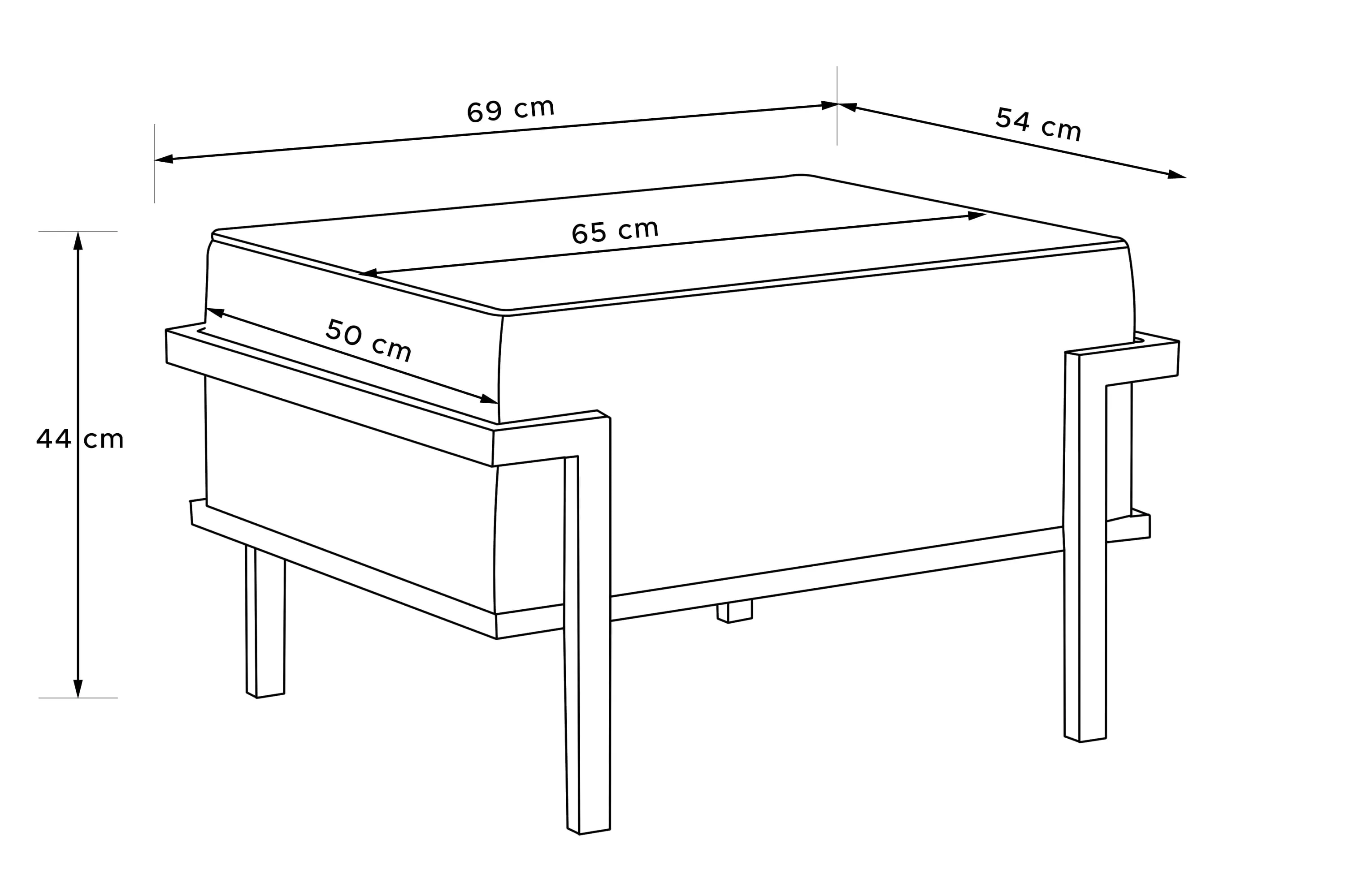 Lauko pufas TRIGO, pilkas/šviesiai pilkas, 69x54x44 cm