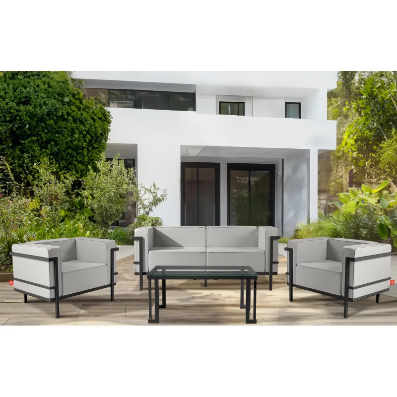 Lauko fotelis TRIGO, pilkas/šviesiai pilkas, 99x69x70 cm