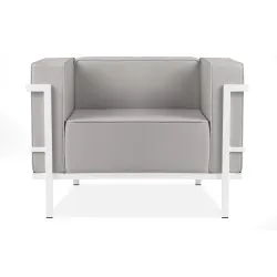 Lauko fotelis TRIGO, baltas/šviesiai pilkas, 99x69x70 cm