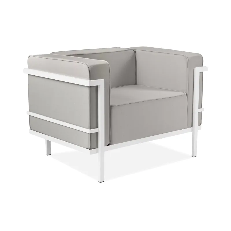 Lauko fotelis TRIGO, baltas/šviesiai pilkas, 99x69x70 cm