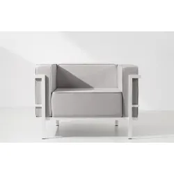 Lauko fotelis TRIGO, baltas/šviesiai pilkas, 99x69x70 cm