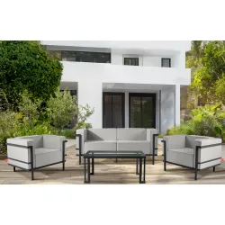 Lauko sofa TRIGO 2, pilka/šviesiai pilka, 164x69x70 cm