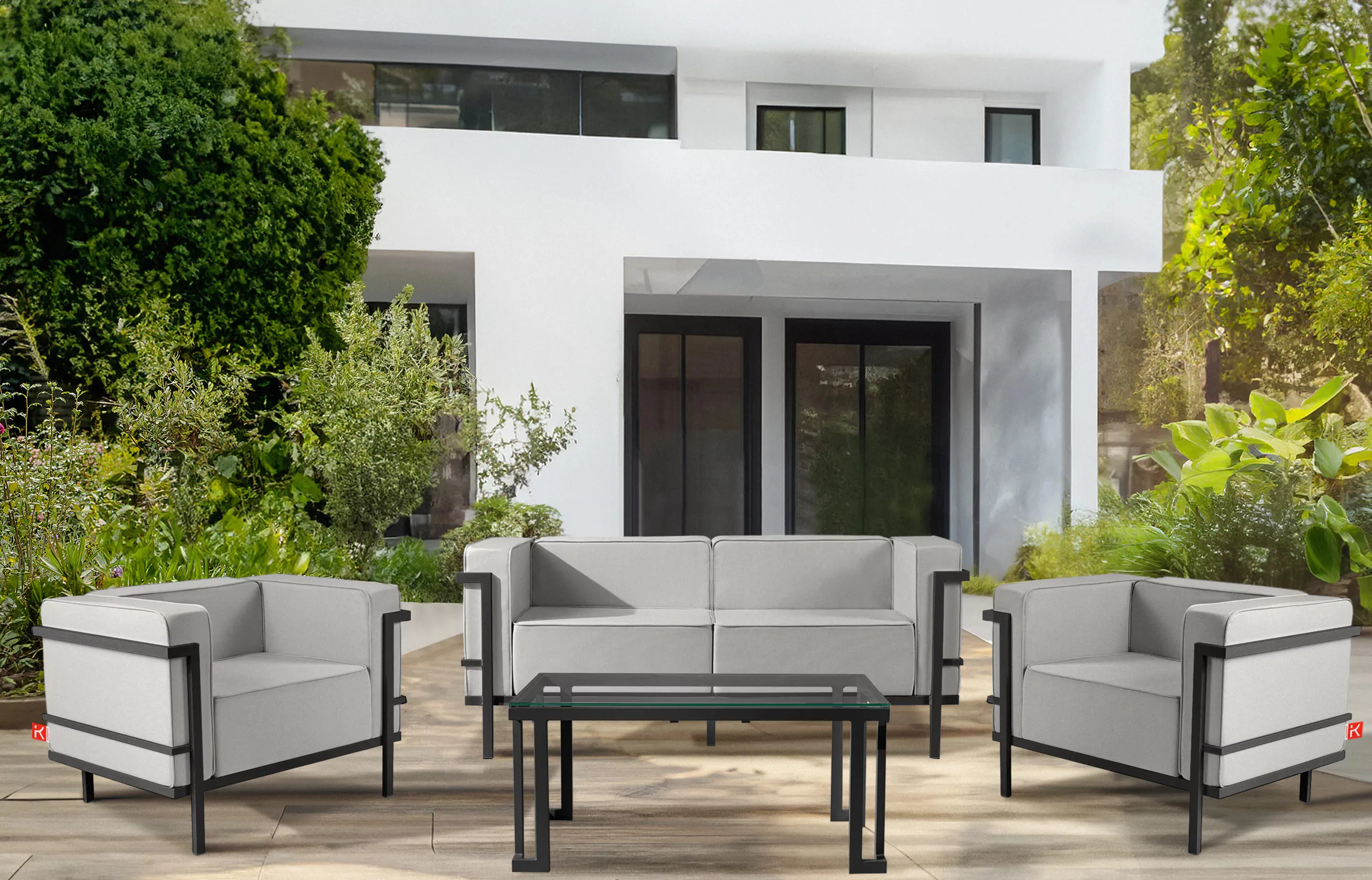 Lauko sofa TRIGO 2, pilka/šviesiai pilka, 164x69x70 cm