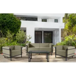 Lauko sofa TRIGO 2, pilka/smėlio, 164x69x70 cm