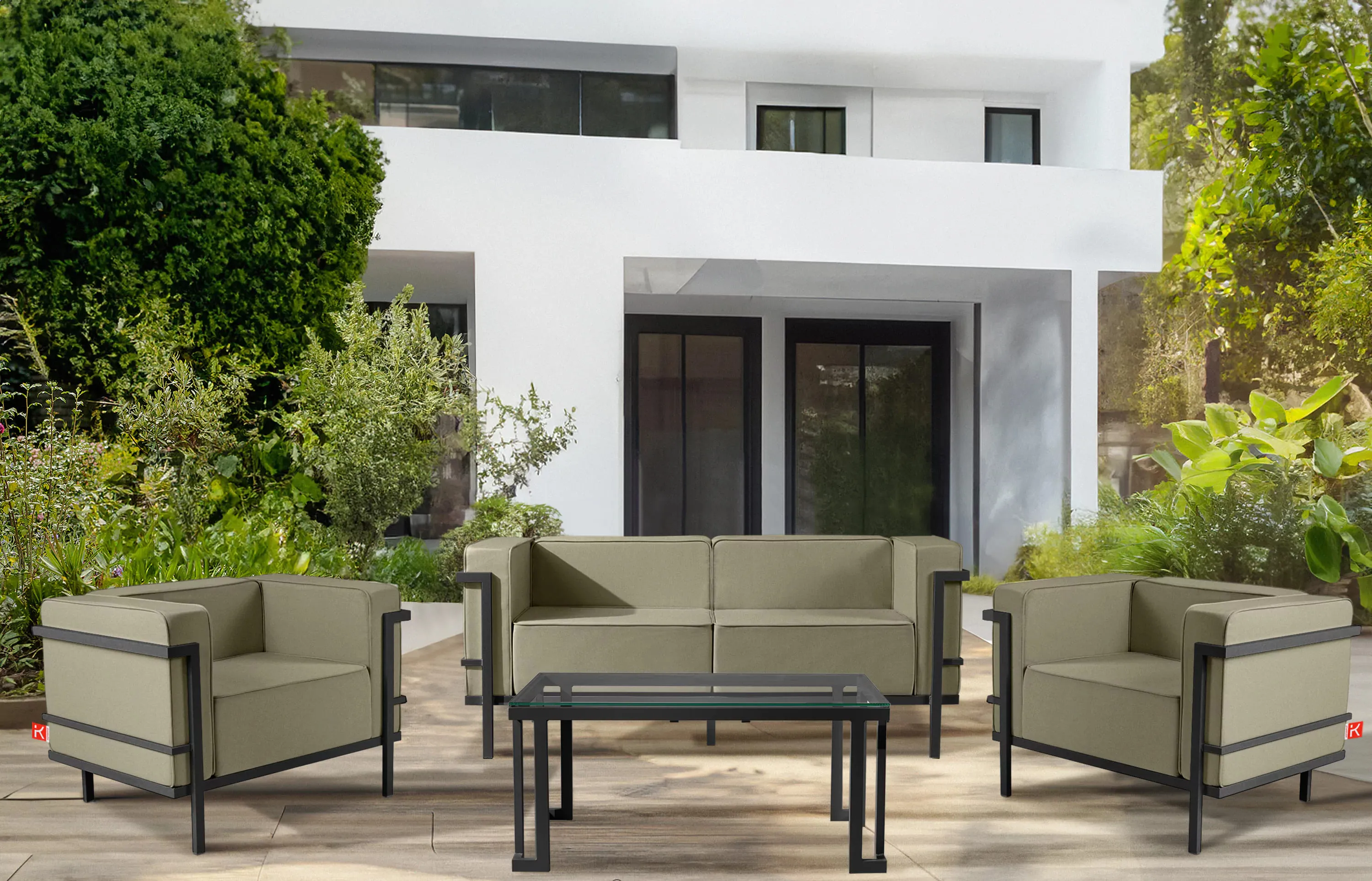 Lauko sofa TRIGO 2, pilka/smėlio, 164x69x70 cm