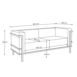 Lauko sofa TRIGO 2, pilka/smėlio, 164x69x70 cm