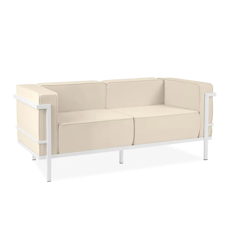 Lauko sofa TRIGO 2, balta/kreminė, 164x69x70 cm
