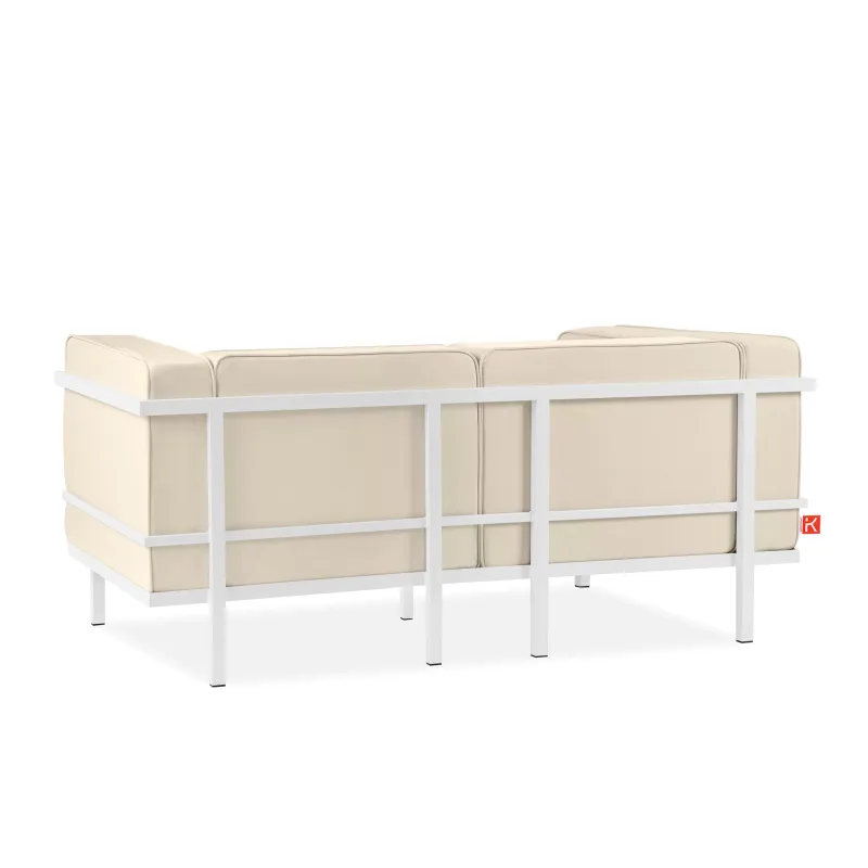 Lauko sofa TRIGO 2, balta/kreminė, 164x69x70 cm