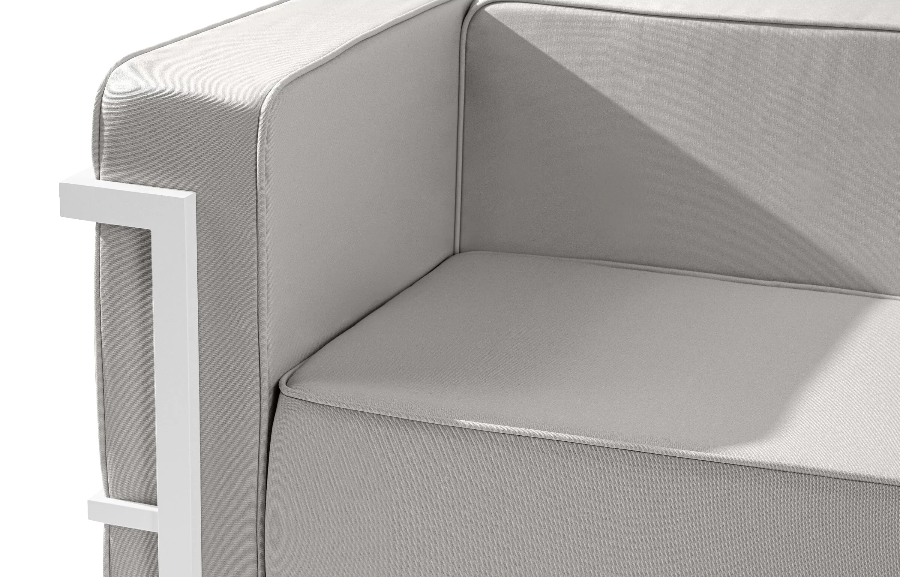 Lauko sofa TRIGO 2, balta/šviesiai pilka, 164x69x70 cm