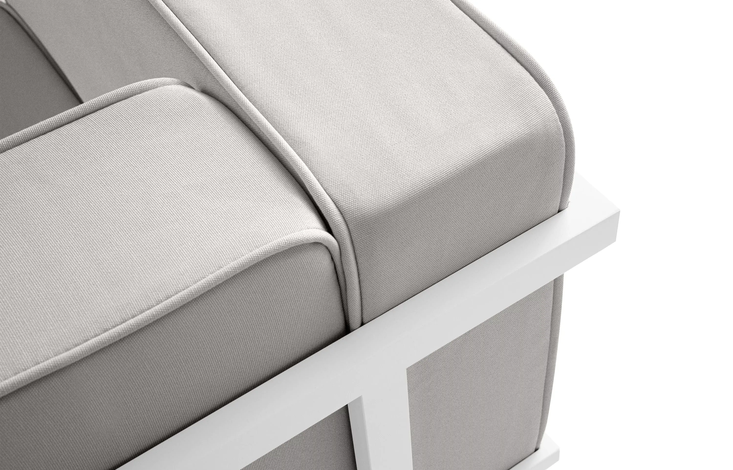 Lauko sofa TRIGO 2, balta/šviesiai pilka, 164x69x70 cm