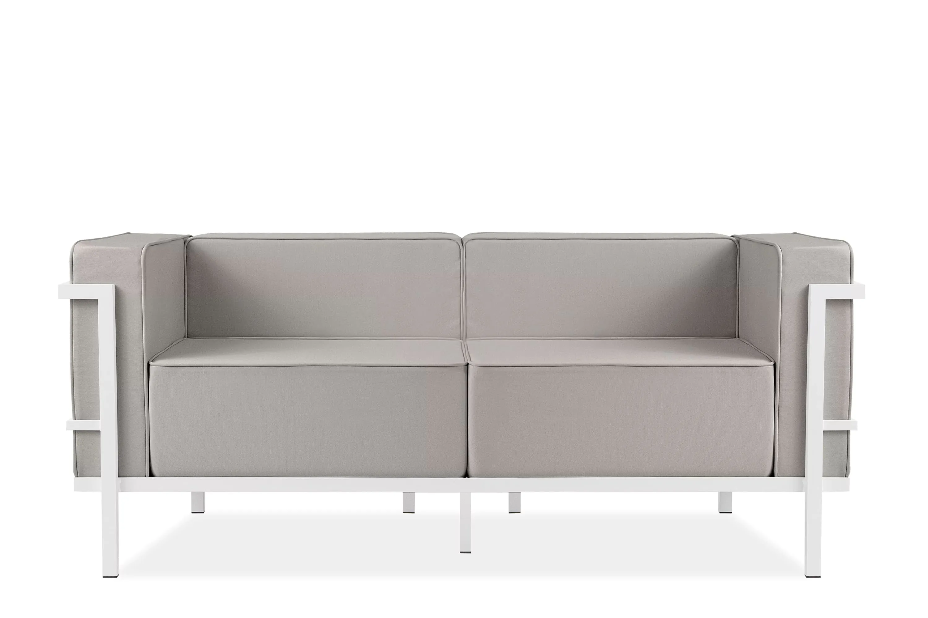 Lauko sofa TRIGO 2, balta/šviesiai pilka, 164x69x70 cm
