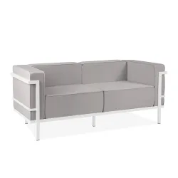 Lauko sofa TRIGO 2, balta/šviesiai pilka, 164x69x70 cm