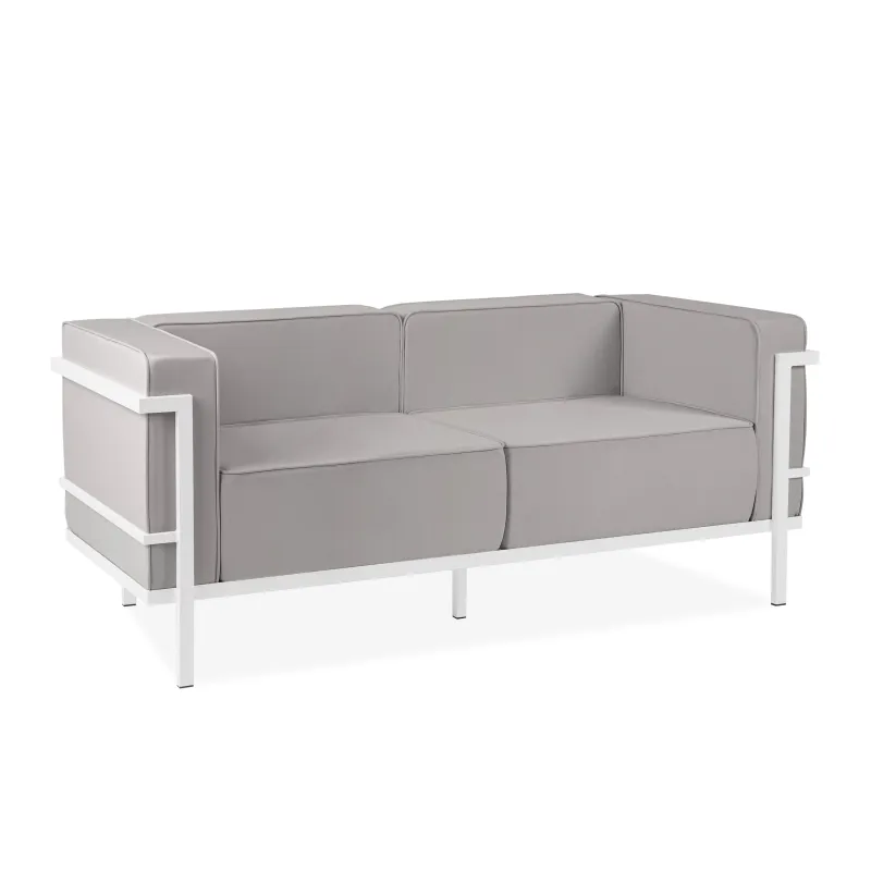 Lauko sofa TRIGO 2, balta/šviesiai pilka, 164x69x70 cm