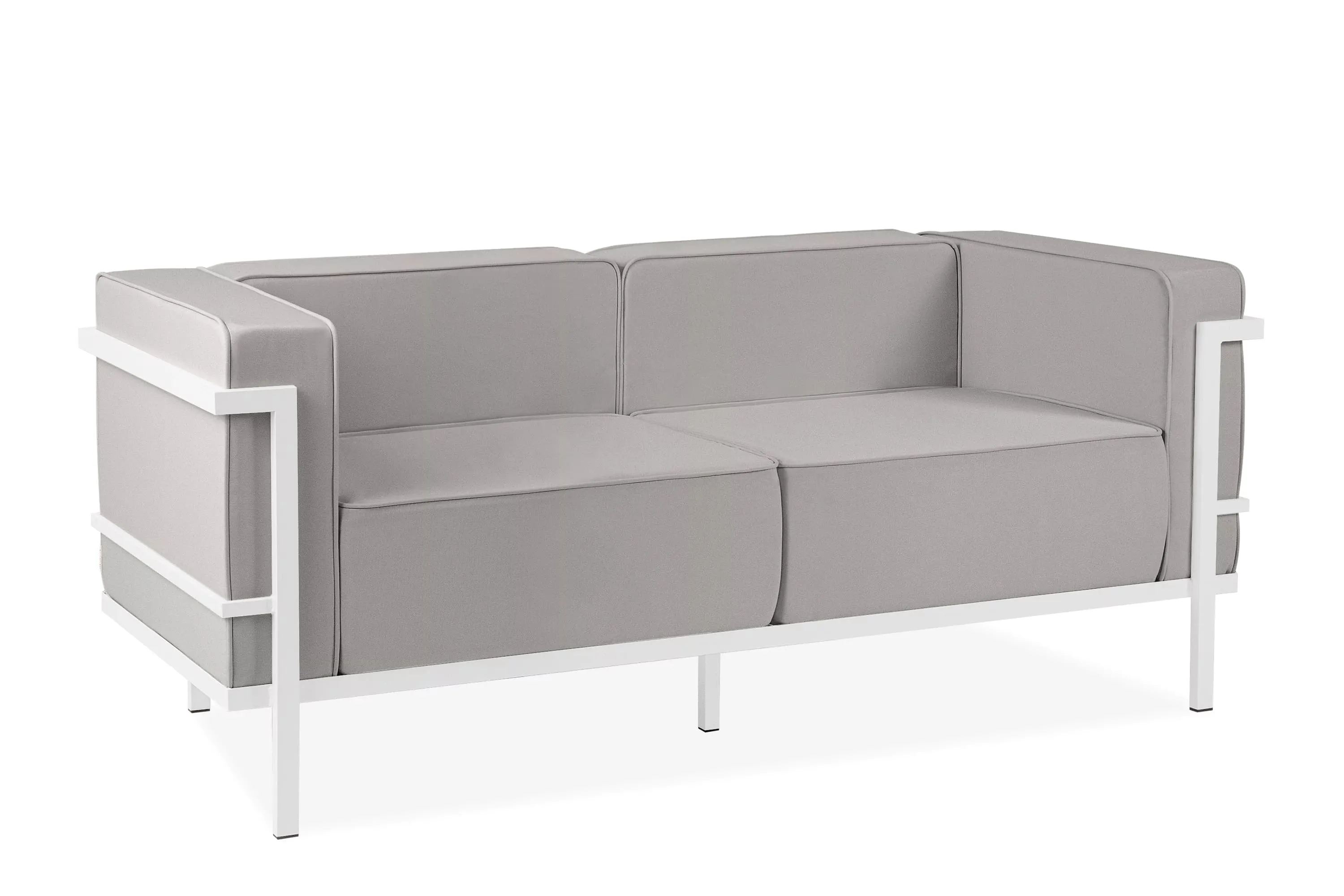Lauko sofa TRIGO 2, balta/šviesiai pilka, 164x69x70 cm