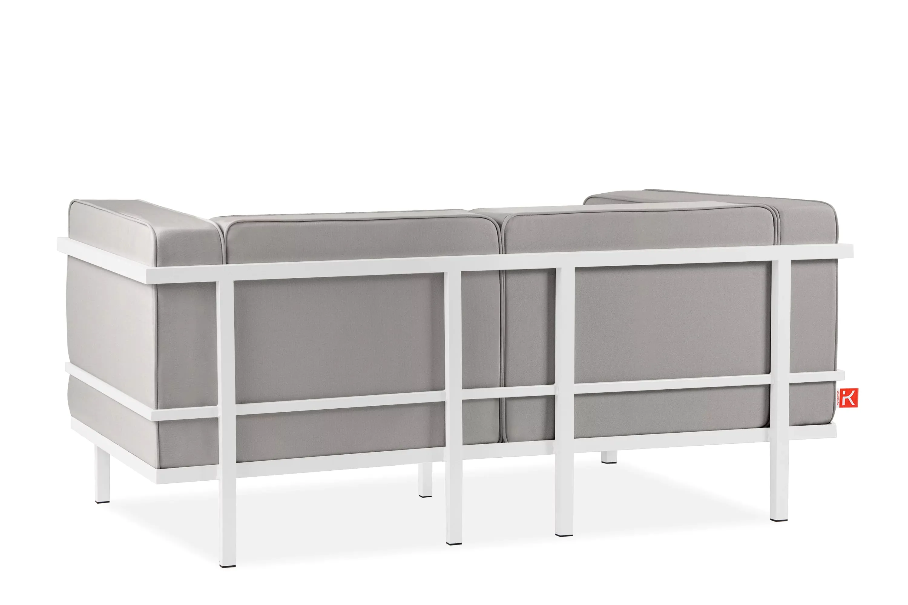 Lauko sofa TRIGO 2, balta/šviesiai pilka, 164x69x70 cm