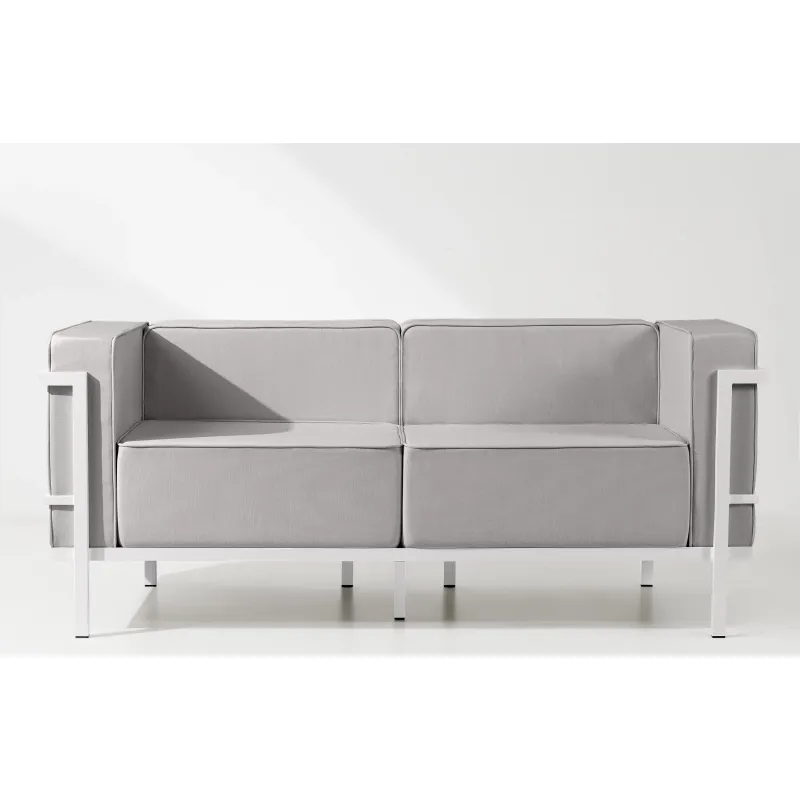 Lauko sofa TRIGO 2, balta/šviesiai pilka, 164x69x70 cm