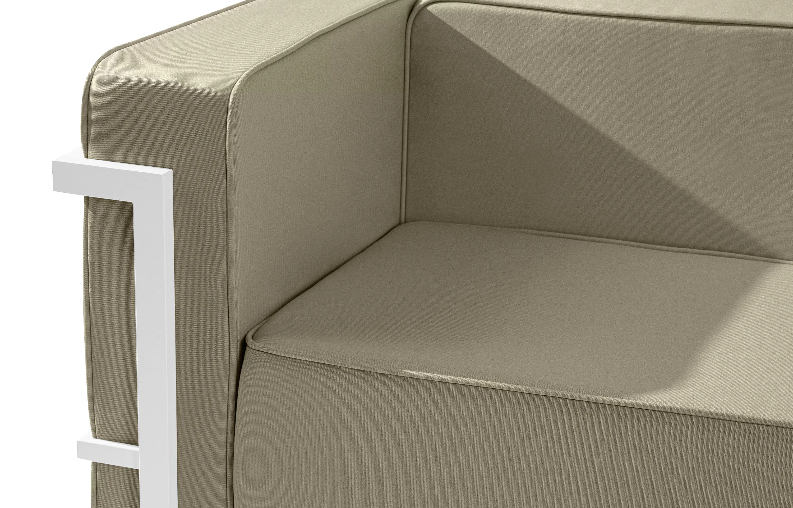 Lauko sofa TRIGO 2, balta/smėlio, 164x69x70 cm