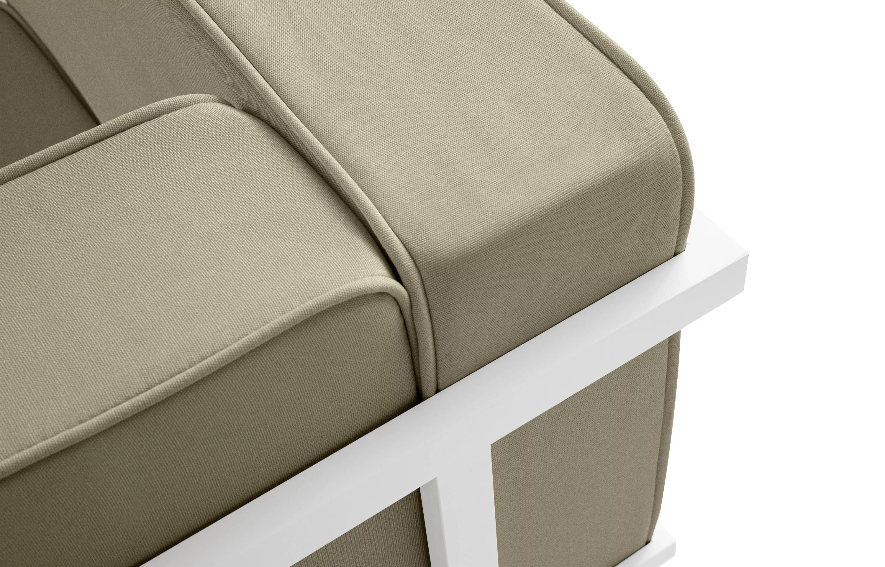 Lauko sofa TRIGO 2, balta/smėlio, 164x69x70 cm