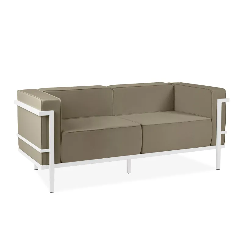 Lauko sofa TRIGO 2, balta/smėlio, 164x69x70 cm