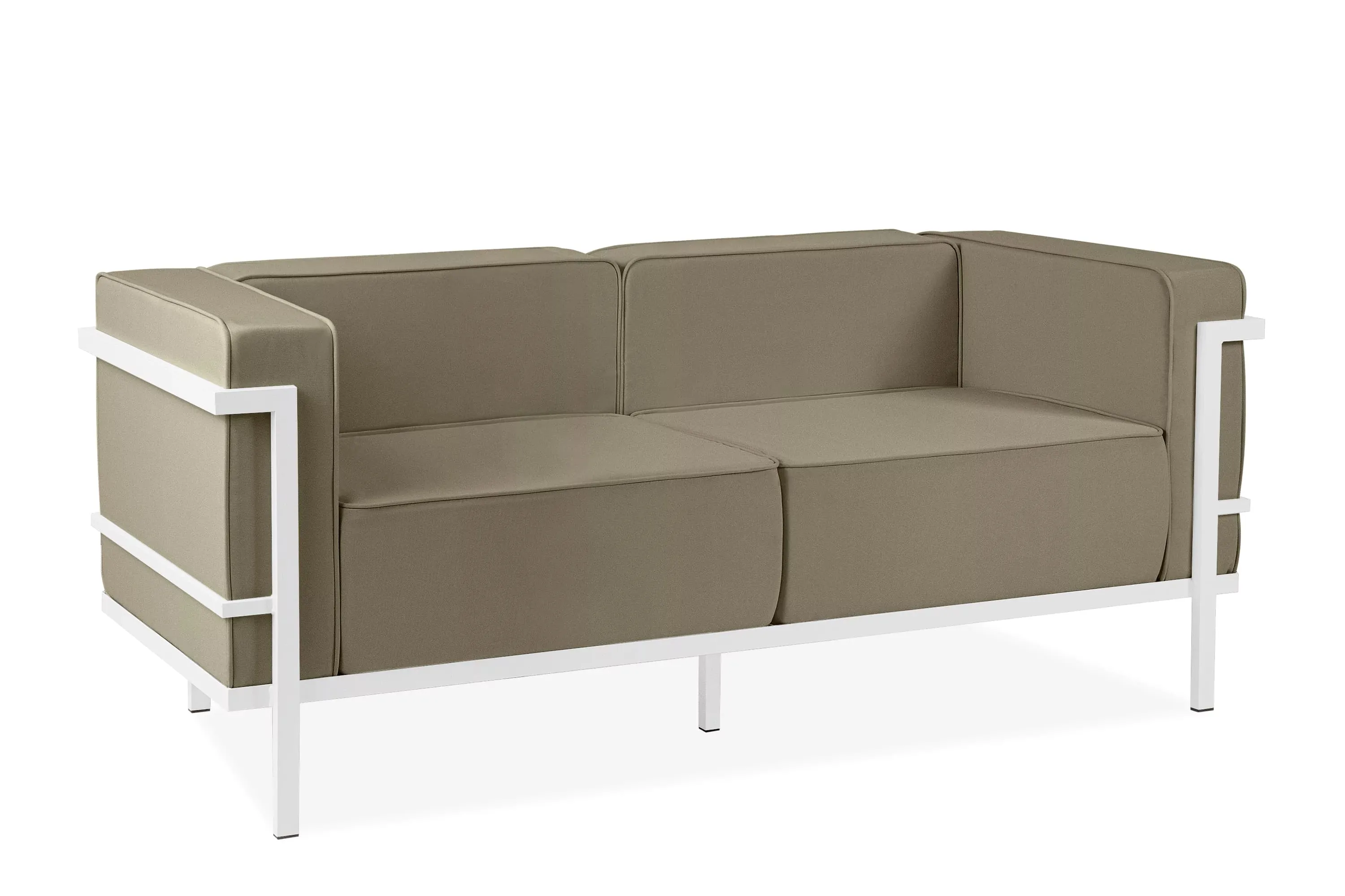 Lauko sofa TRIGO 2, balta/smėlio, 164x69x70 cm